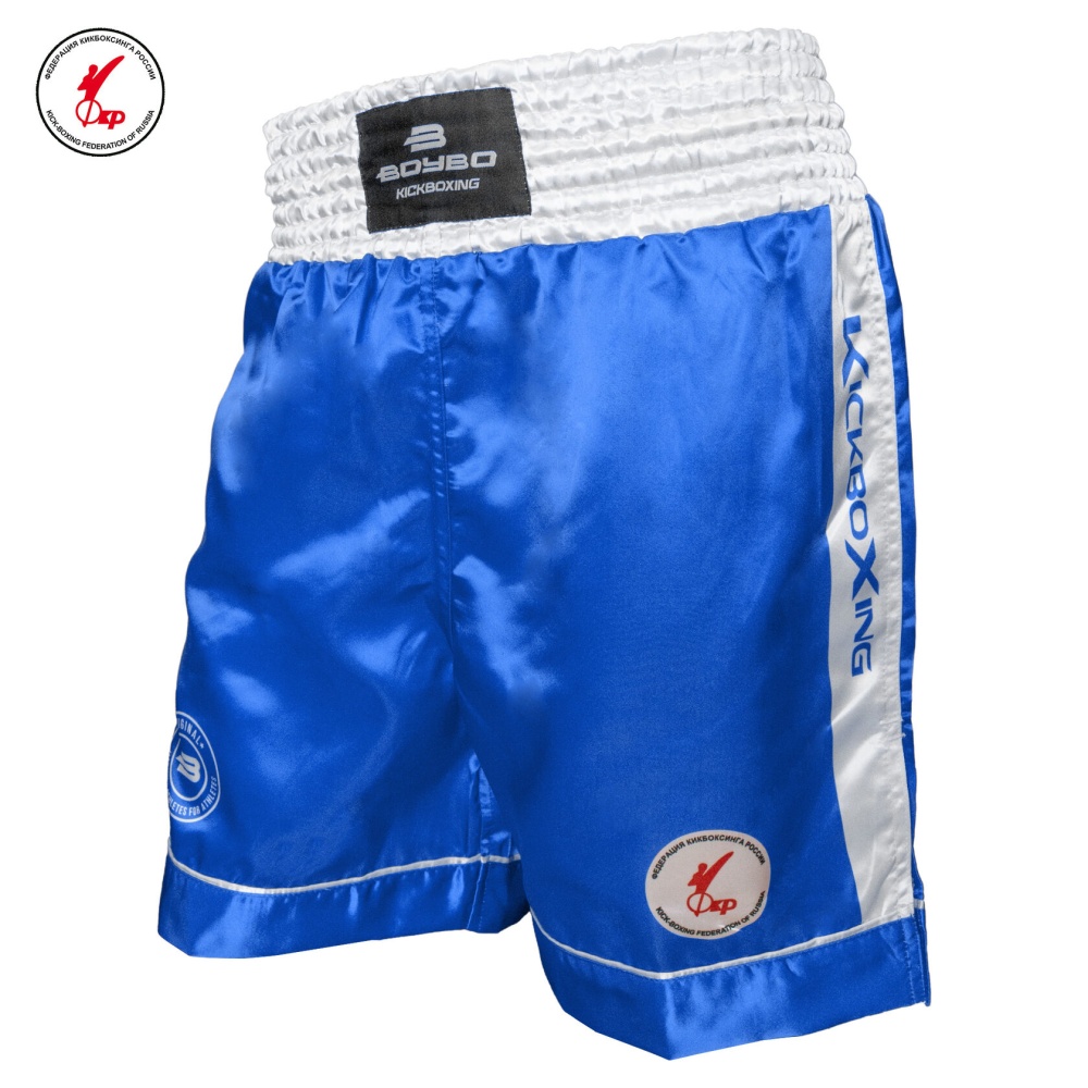 Шорты для кикбоксинга BOYBO KNOCK OUT, IK-33 (Одобрено Федерацией Кикбоксинга России), синий