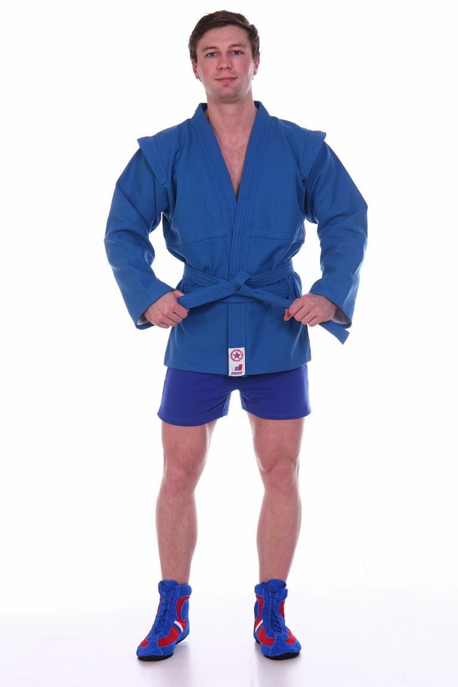 Куртка для САМБО модель "АТАКА" с поясом, синяя