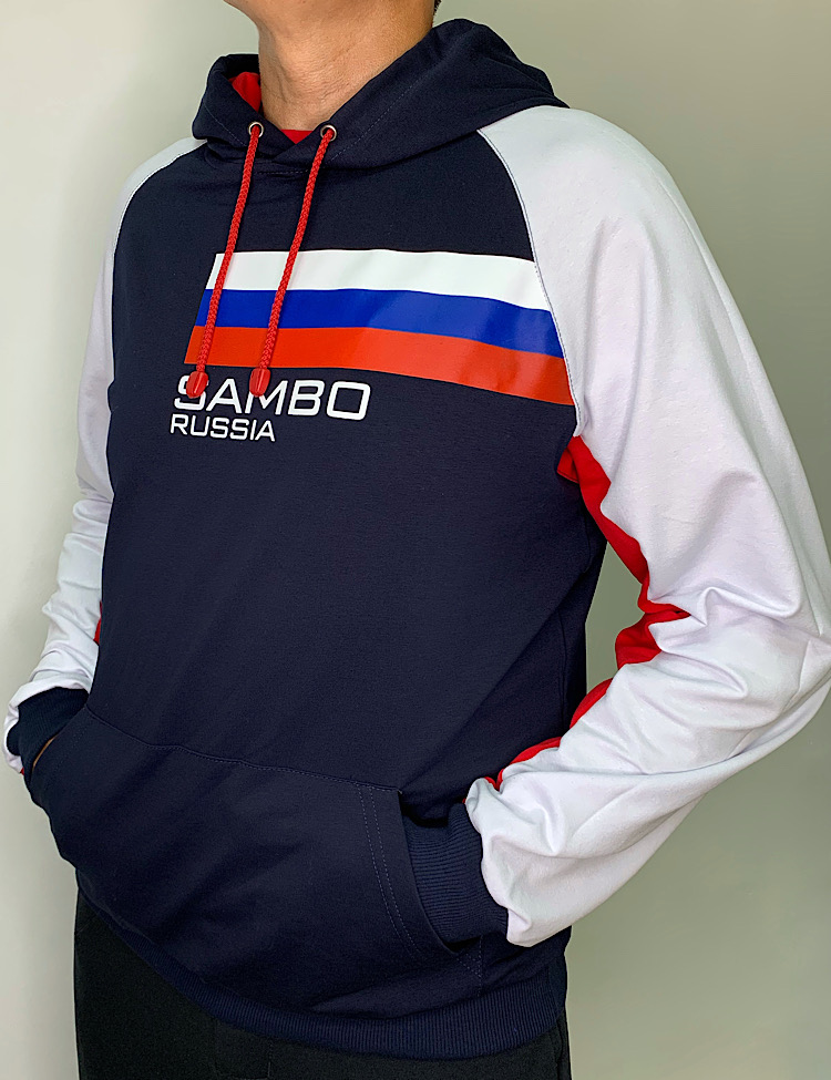 Толстовка 44-60р SAMBO Russia  триколор/герб Коллекция "До олимпийских вершин один шаг"