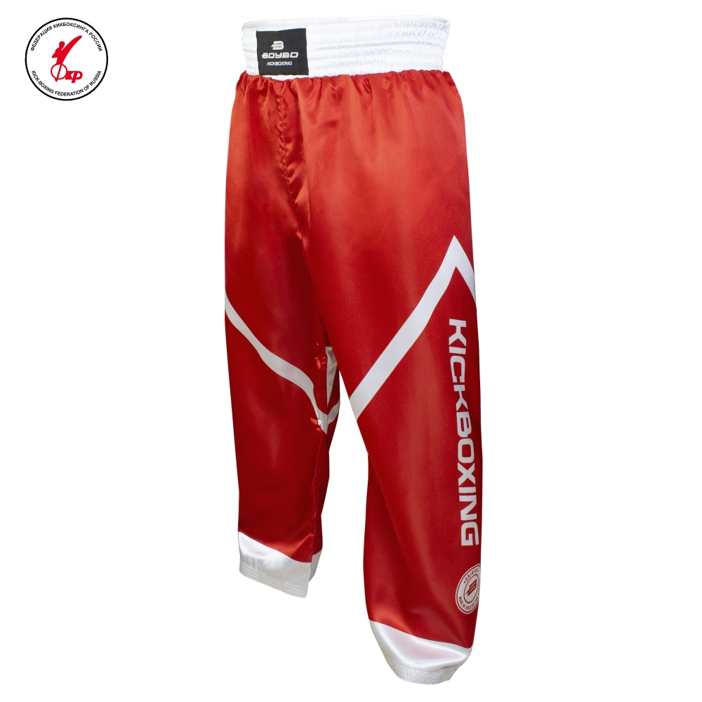 Брюки для кикбоксинга BoyBo KNOCK OUT, IK-32 (одобрено ФКР) красные