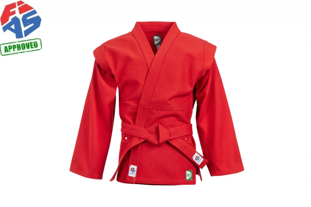 Куртка САМБО Мастер FIAS Approved SC-550 с поясом (Лицензия FIAS), красная
