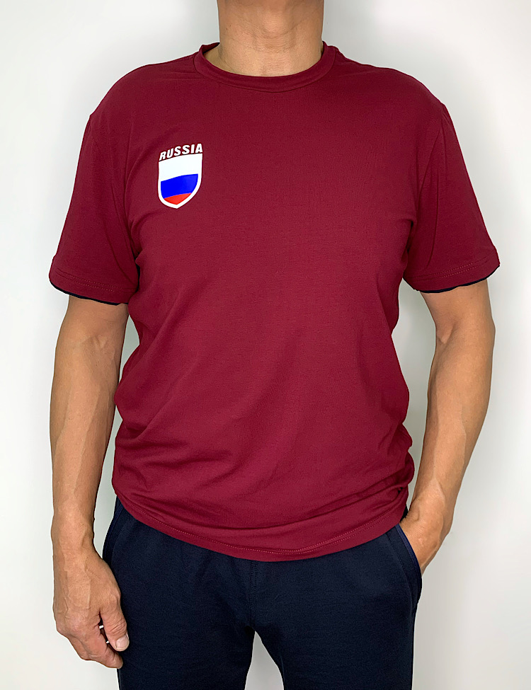 М-0402 Футболка спортивная с логотипом Sambo Russia, бордо