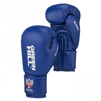 Боксерские перчатки SUPER BGS-2271F, одобренные Федерацией бокса России синие