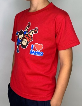 Футболка детская 22-34 с логотипом  I SAMBO (красная)