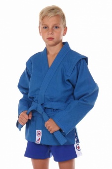 Куртка для САМБО с поясом облегченная, модель "КРЕПЫШ", синяя
